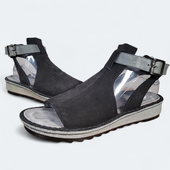 NAOT Women's Black And Gray Suede Leather Sandals Size 41 Comfy - Picture 1 of 16
